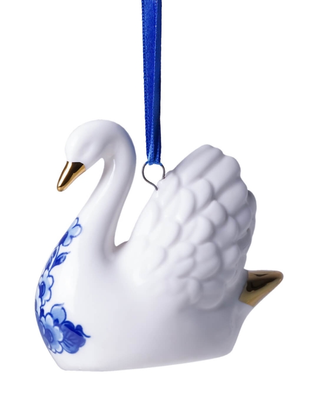 Kerstornament zwaan  - Delfts Blauw
