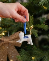 Kerstornament kat speels  - Delfts Blauw