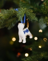 Kerstornament kat smeken  - Delfts Blauw