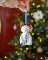 Kerstornament teddybeer  - Delfts Blauw
