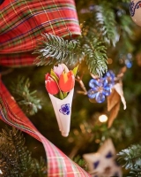 Kerstornament bosje tulpen  - Delfts Blauw